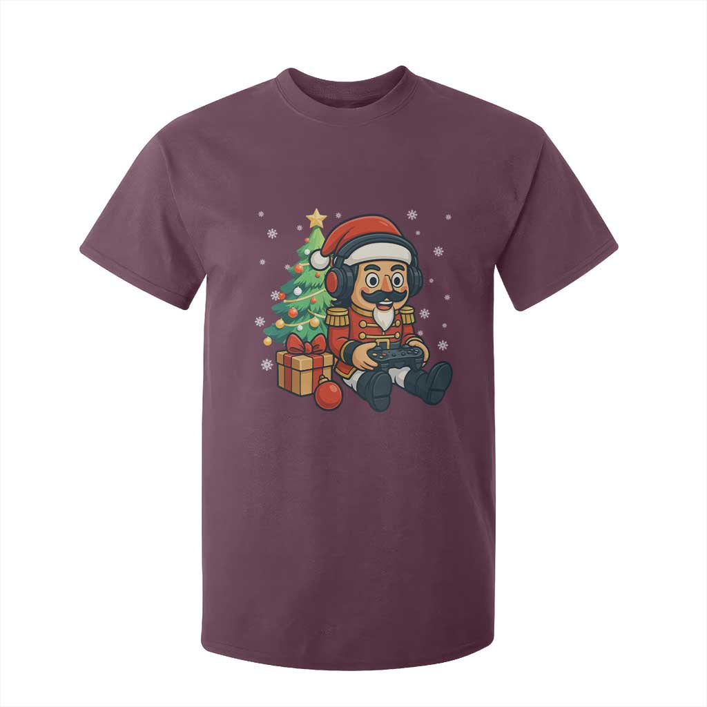 Funny Christmas Video Game Nutcracker Xmas Tree Gamer T Shirt For Kid TS11 Maroon Print Your Wear