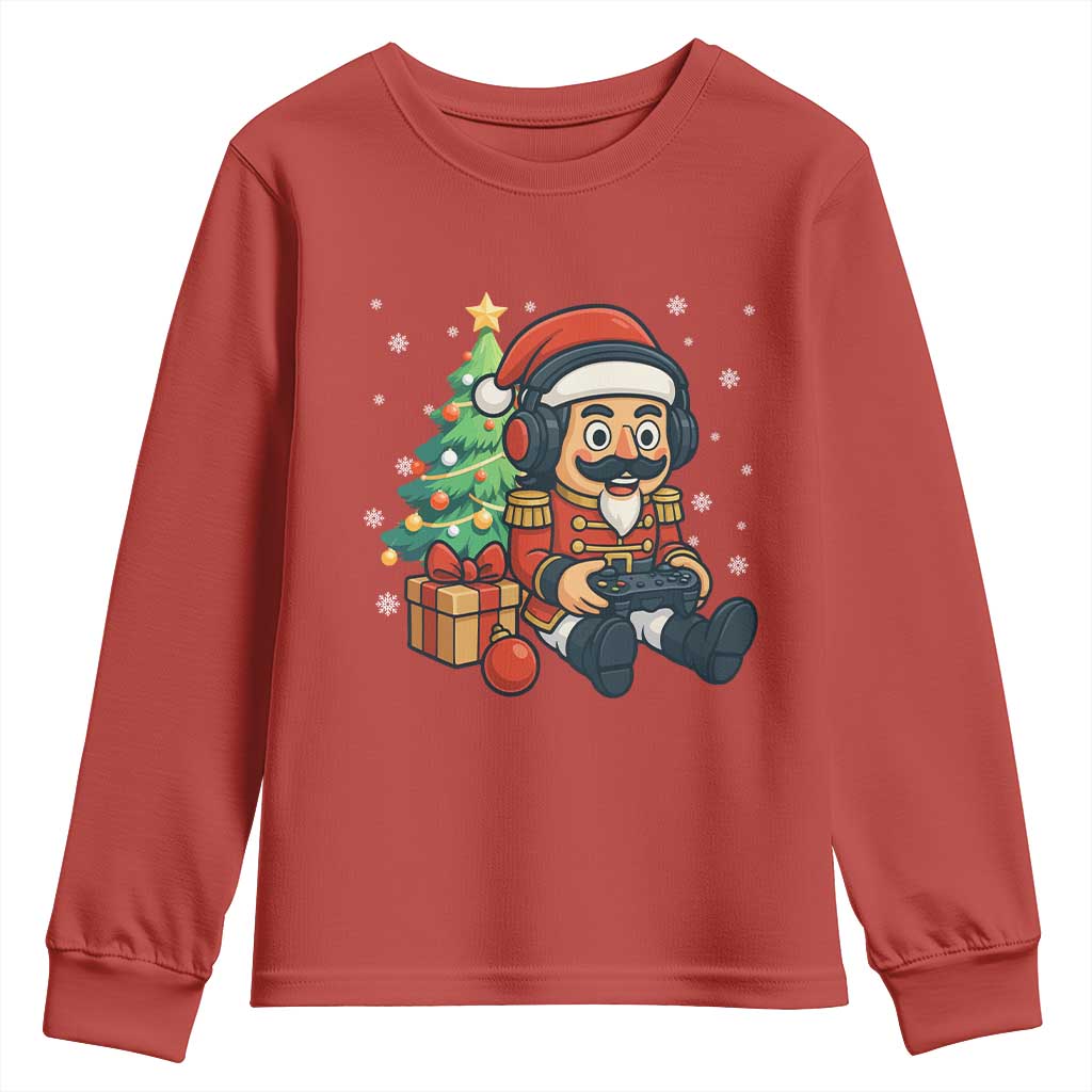 Funny Christmas Video Game Nutcracker Xmas Tree Gamer Youth Sweatshirt TS11 Red Print Your Wear