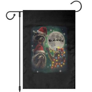 Funny Three Raccoons With The Moon Christmas Garden Flag Santa Sleigh TS11 Black Print Your Wear