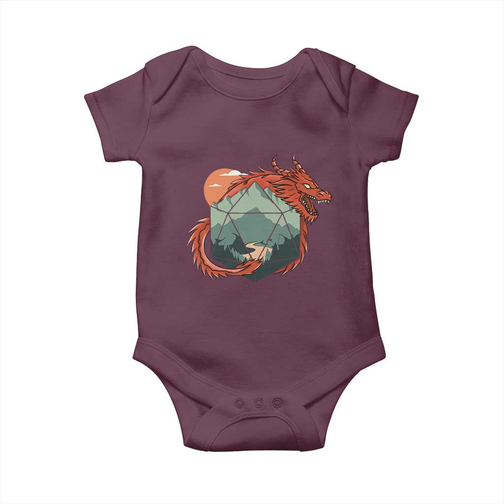 Funny Dragon Tabletop RPG Dice Game Baby Onesie TS11 Maroon Print Your Wear