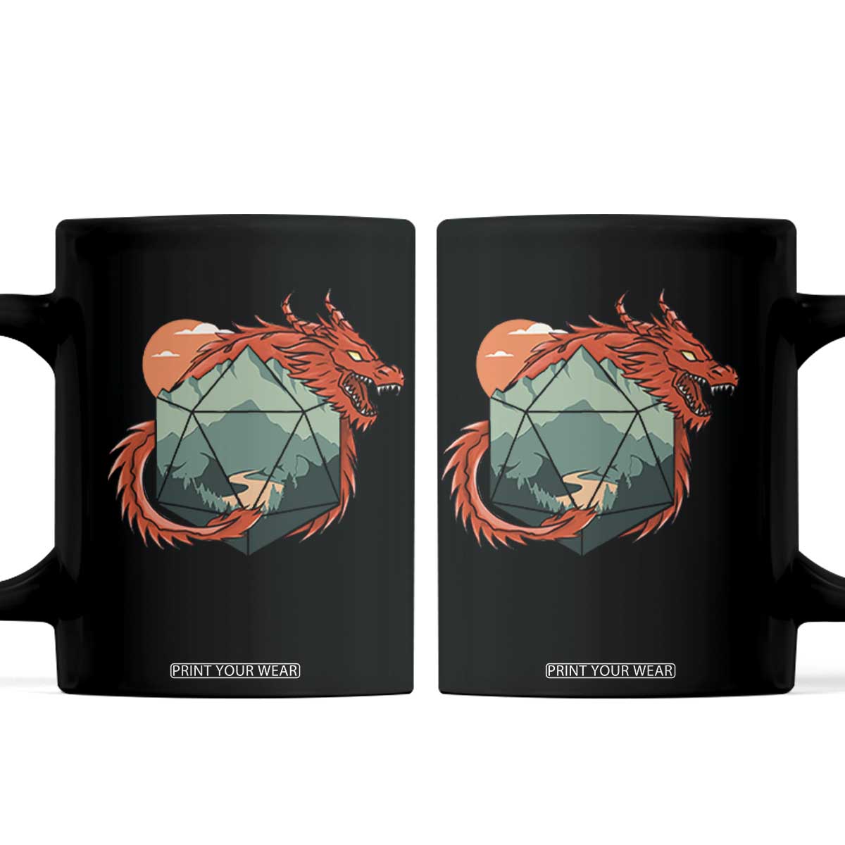 Funny Dragon Tabletop RPG Dice Game Coffee Mug TS11 Black Print Your Wear