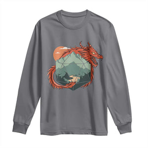 Funny Dragon Tabletop RPG Dice Game Long Sleeve Shirt TS11 Charcoal Print Your Wear