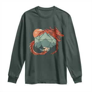 Funny Dragon Tabletop RPG Dice Game Long Sleeve Shirt TS11 Dark Forest Green Print Your Wear