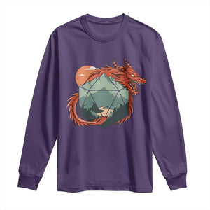 Funny Dragon Tabletop RPG Dice Game Long Sleeve Shirt TS11 Purple Print Your Wear