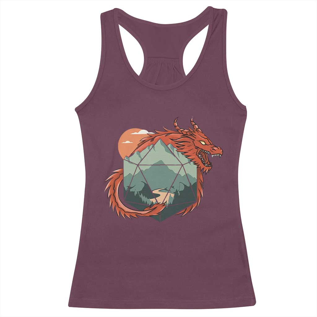 Funny Dragon Tabletop RPG Dice Game Racerback Tank Top TS11 Maroon Print Your Wear