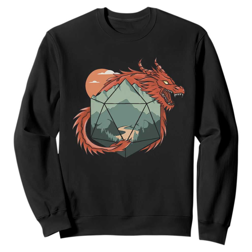 Funny Dragon Tabletop RPG Dice Game Sweatshirt TS11 Black Print Your Wear