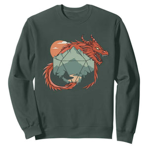 Funny Dragon Tabletop RPG Dice Game Sweatshirt TS11 Dark Forest Green Print Your Wear