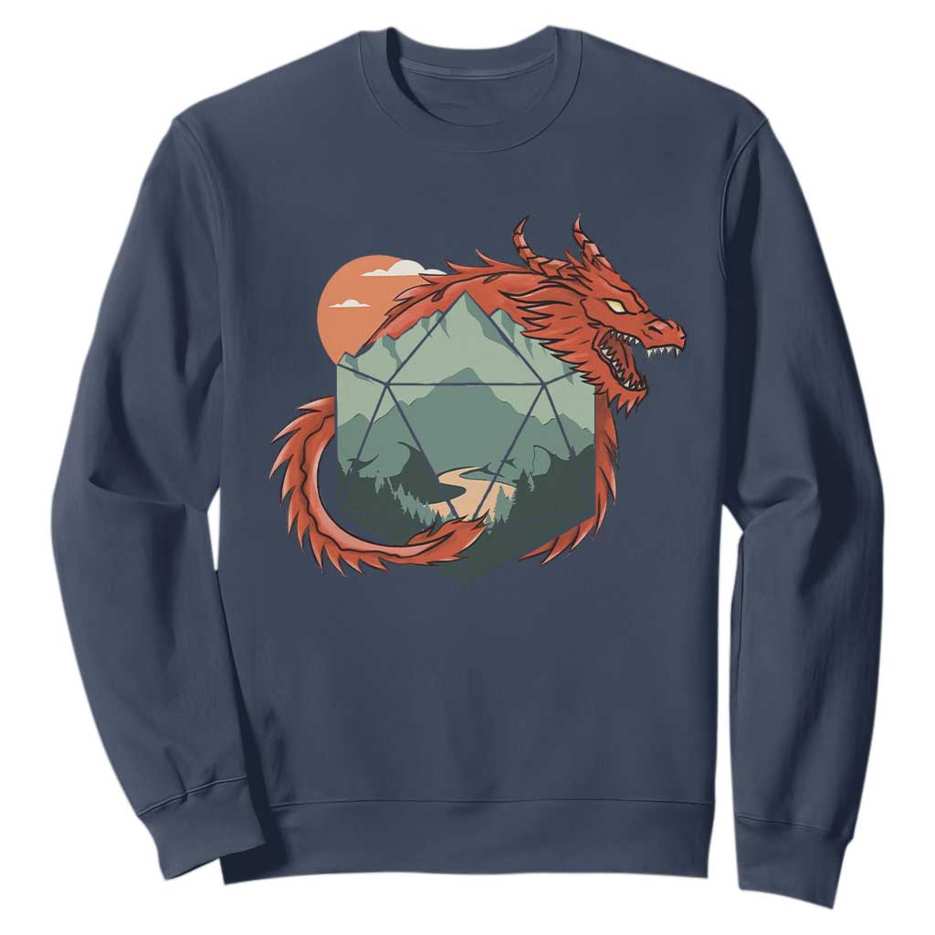 Funny Dragon Tabletop RPG Dice Game Sweatshirt TS11 Navy Print Your Wear