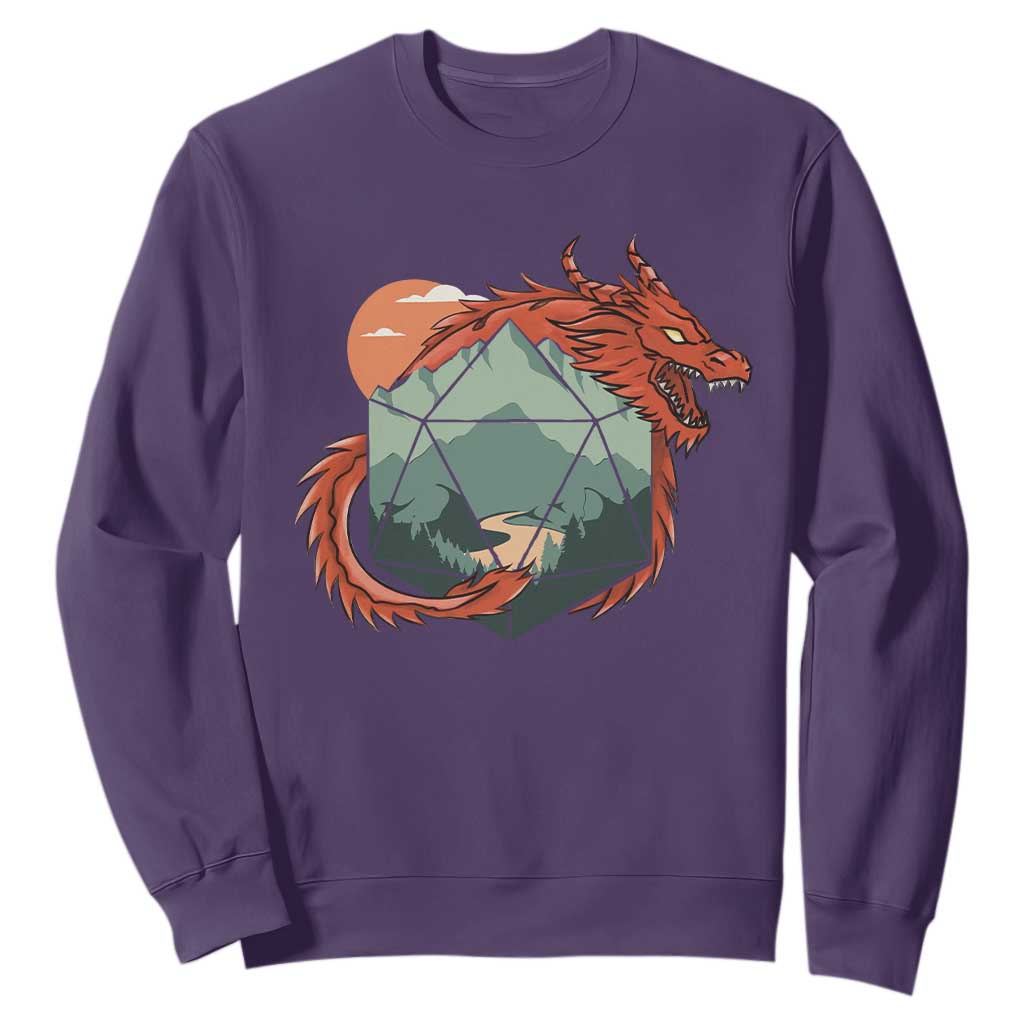 Funny Dragon Tabletop RPG Dice Game Sweatshirt TS11 Purple Print Your Wear
