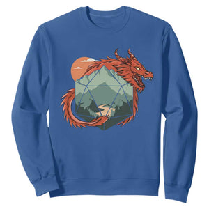 Funny Dragon Tabletop RPG Dice Game Sweatshirt TS11 Royal Blue Print Your Wear