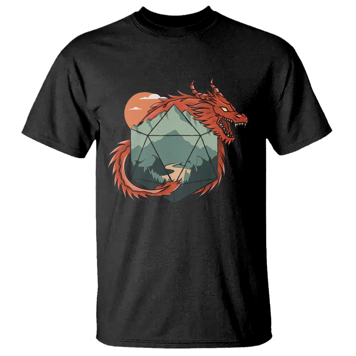 Funny Dragon Tabletop RPG Dice Game T Shirt TS11 Black Print Your Wear