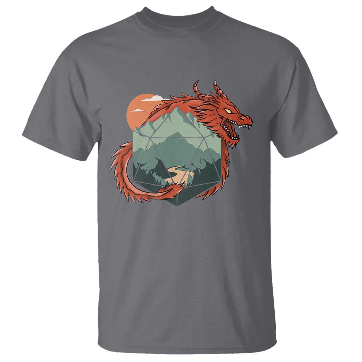 Funny Dragon Tabletop RPG Dice Game T Shirt TS11 Charcoal Print Your Wear