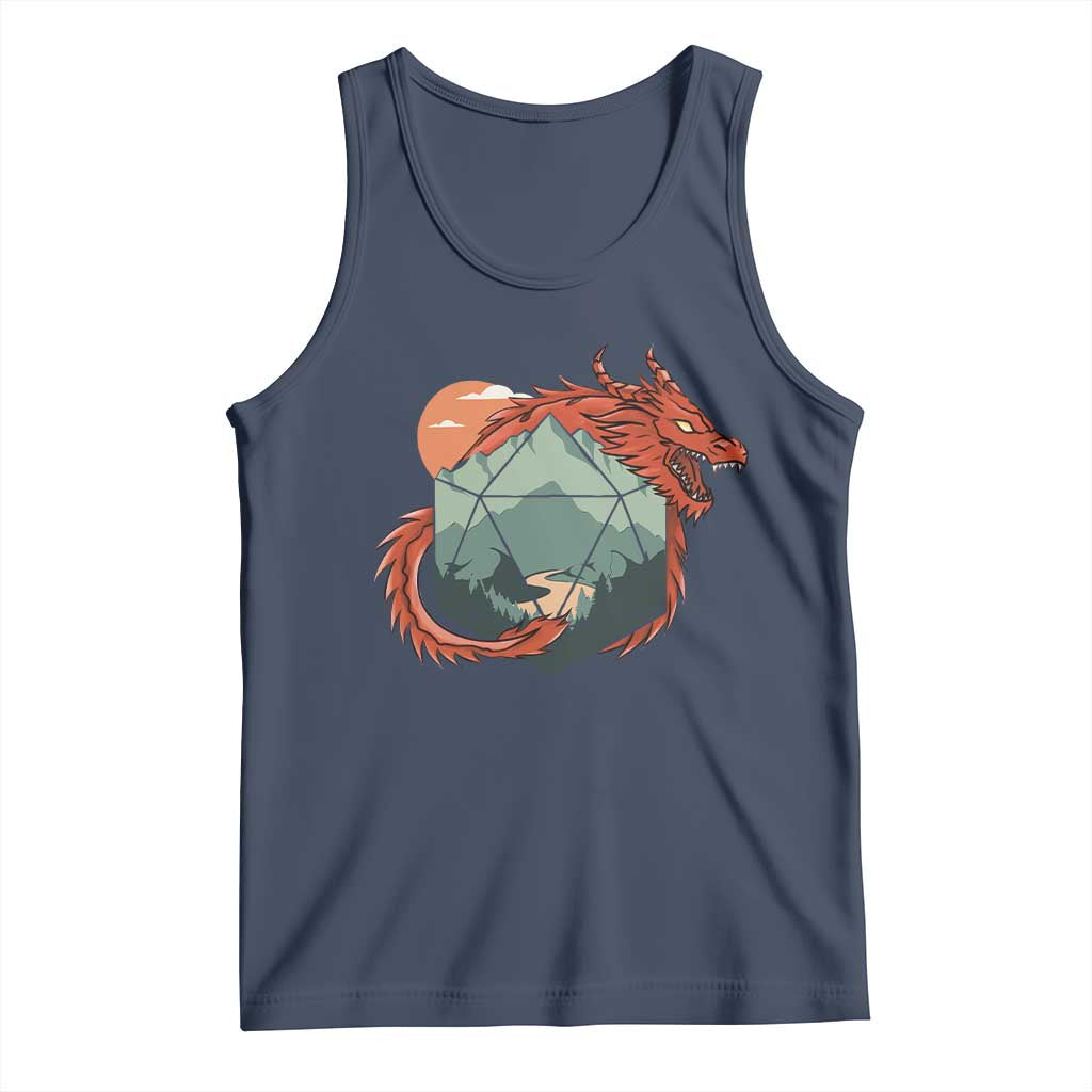 Funny Dragon Tabletop RPG Dice Game Tank Top TS11 Navy Print Your Wear