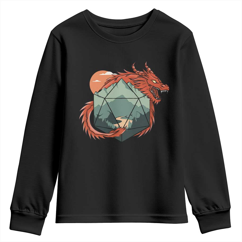 Funny Dragon Tabletop RPG Dice Game Youth Sweatshirt TS11 Black Print Your Wear