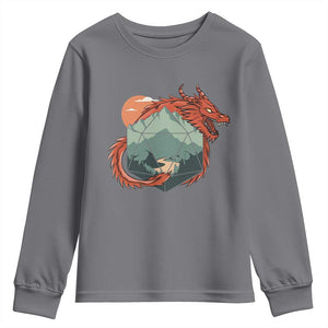 Funny Dragon Tabletop RPG Dice Game Youth Sweatshirt TS11 Charcoal Print Your Wear