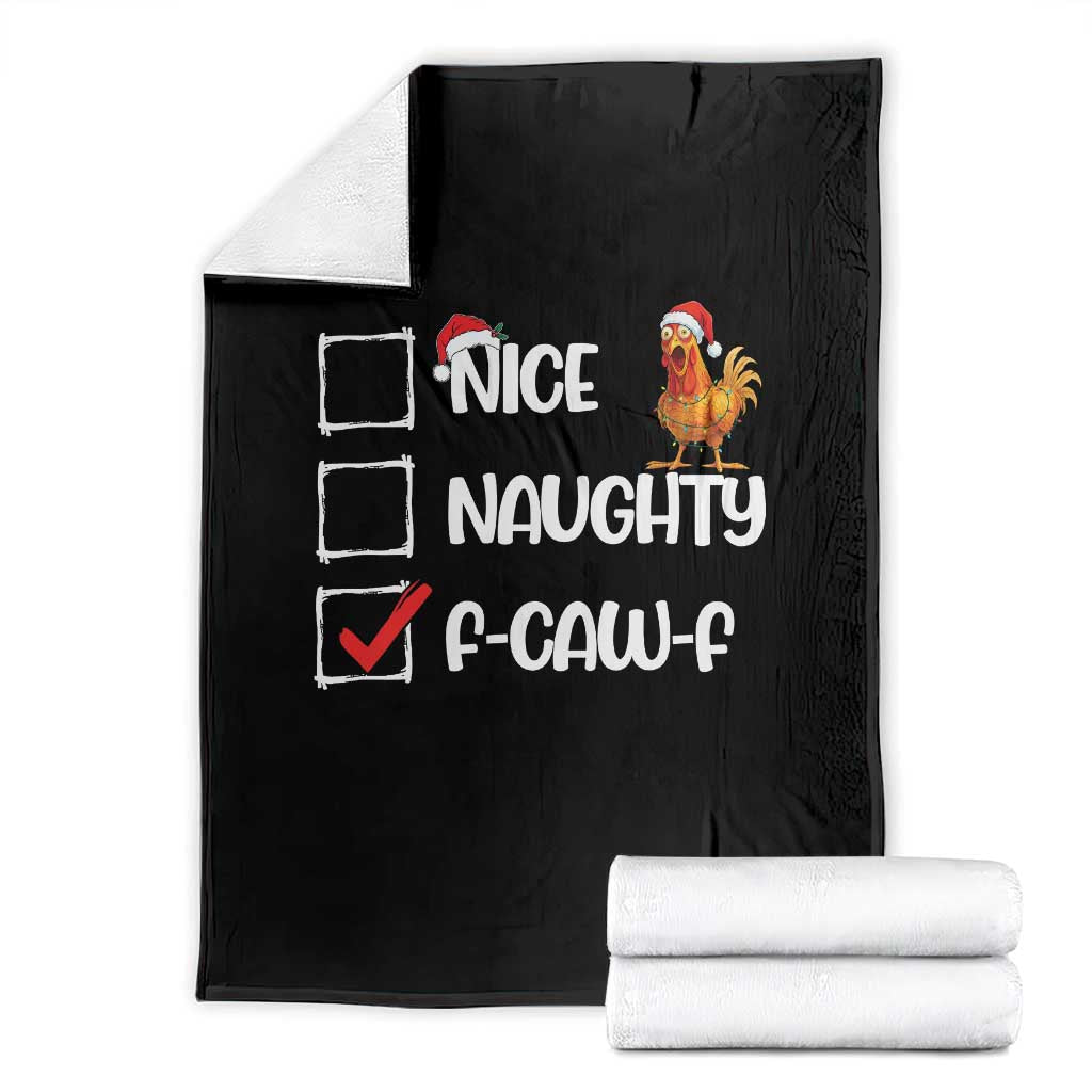 Funny F Caw F Chicken Christmas Throw Blanket Nice Naughty Cartoon Rooster Poultry Animal TS11 Black Print Your Wear