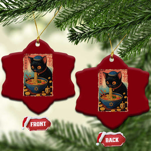 Cat Ramen Hanukkah Ceramic Ornament Japanese Kawaii Anime Chanukah Cat TS11 Print Your Wear