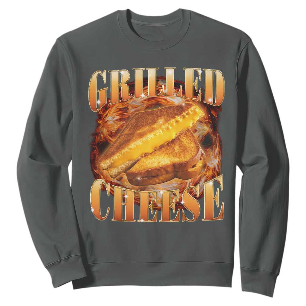 Grilled Cheese Sweatshirt Food Lover Funny Gag Weird Meme 90s TS11 Dark Heather Print Your Wear