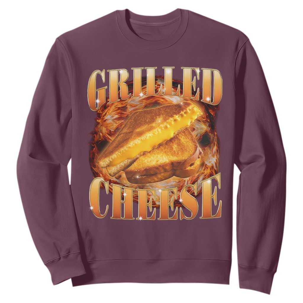 Grilled Cheese Sweatshirt Food Lover Funny Gag Weird Meme 90s TS11 Maroon Print Your Wear
