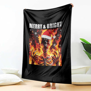 Funny Merry And Bright Throw Blanket Christmas Chaos Xmas Skeleton Fire Flames TS11 Print Your Wear