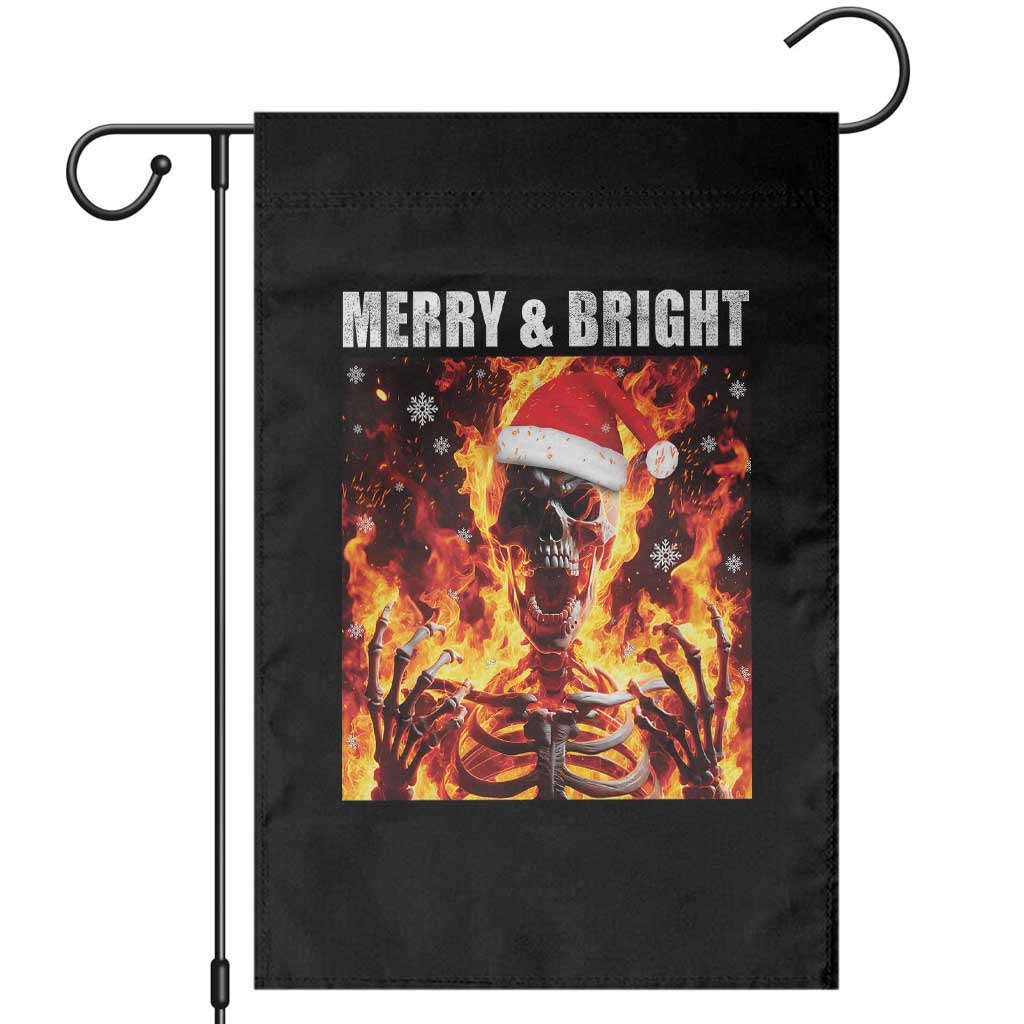 Funny Merry And Bright Garden Flag Christmas Chaos Xmas Skeleton Fire Flames TS11 Black Print Your Wear