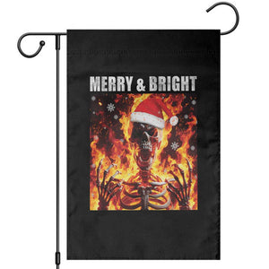 Funny Merry And Bright Garden Flag Christmas Chaos Xmas Skeleton Fire Flames TS11 Black Print Your Wear
