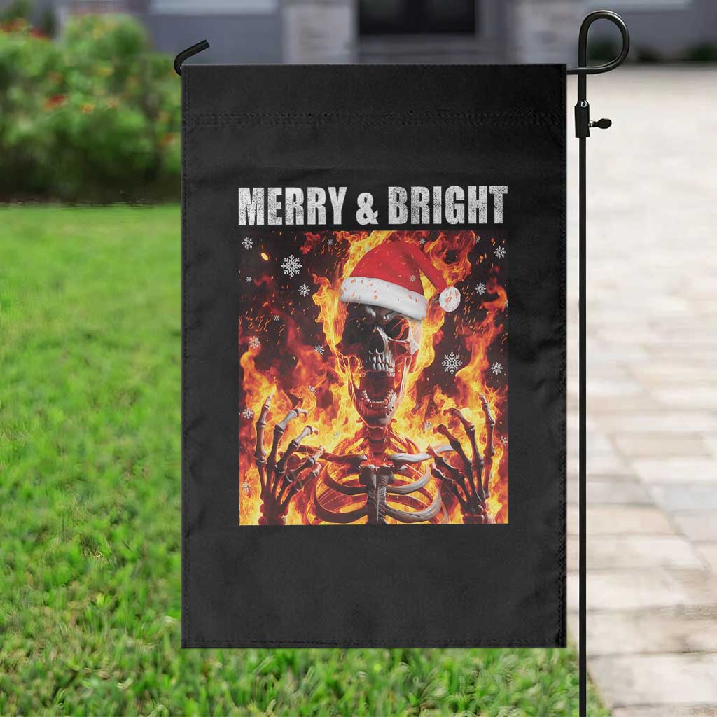 Funny Merry And Bright Garden Flag Christmas Chaos Xmas Skeleton Fire Flames TS11 Print Your Wear