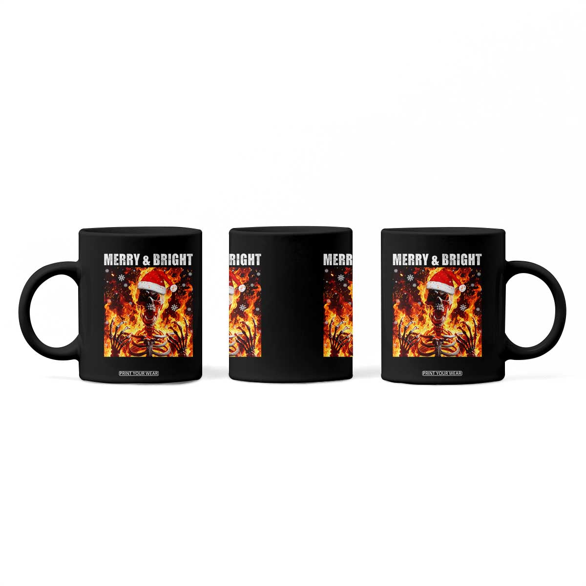 Funny Merry And Bright Coffee Mug Christmas Chaos Xmas Skeleton Fire Flames TS11 Print Your Wear