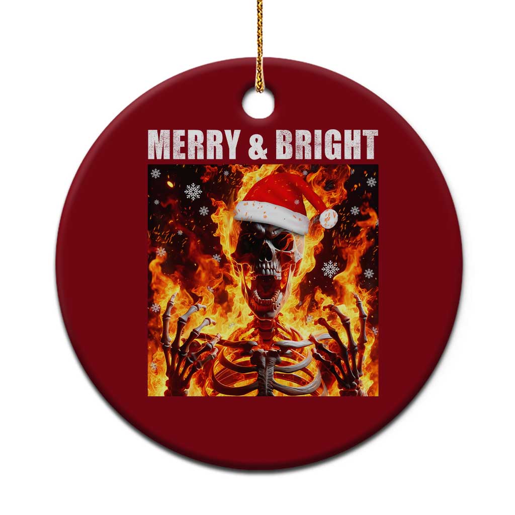 Funny Merry And Bright Ceramic Ornament Christmas Chaos Xmas Skeleton Fire Flames TS11 1pc Red Print Your Wear