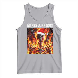 Funny Merry And Bright Tank Top Christmas Chaos Xmas Skeleton Fire Flames TS11 Athletic Heather Print Your Wear