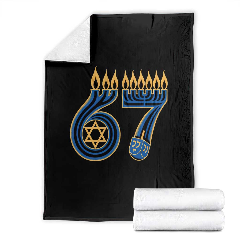 Funny 67 Hanukkah Throw Blanket Chanukah Menorah Dreidel Star Of David Six Seven Meme TS11 Black Print Your Wear