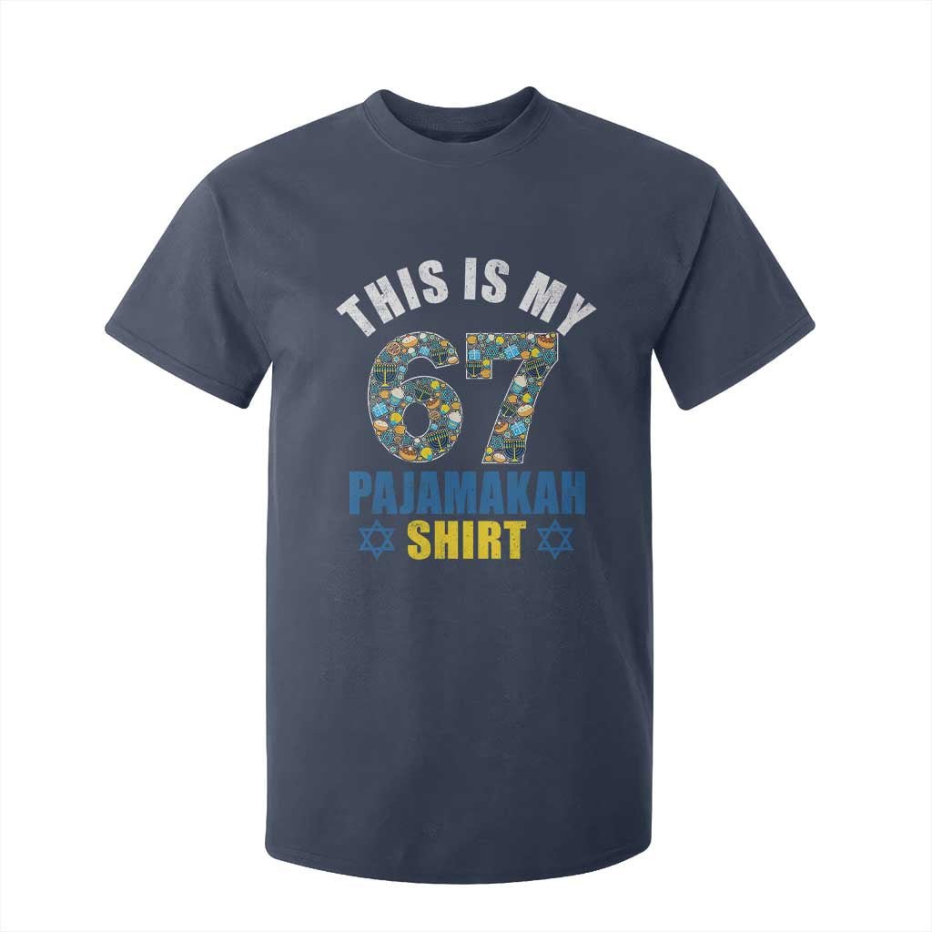 Funny 67 Hanukkah T Shirt For Kid This Is My 67 Pajamakah Gift TS11 Navy Print Your Wear