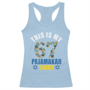 Funny 67 Hanukkah Racerback Tank Top This Is My 67 Pajamakah Gift TS11 Light Blue Print Your Wear