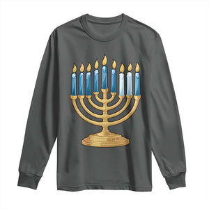 Funny 67 Hanukkah Long Sleeve Shirt Chanukah Menorah Sixth Seventh Night TS11 Dark Heather Print Your Wear