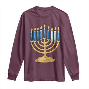 Funny 67 Hanukkah Long Sleeve Shirt Chanukah Menorah Sixth Seventh Night TS11 Maroon Print Your Wear