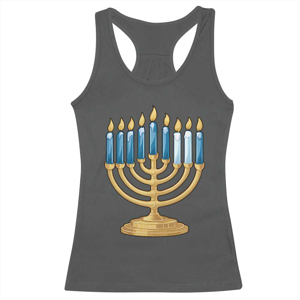 Funny 67 Hanukkah Racerback Tank Top Chanukah Menorah Sixth Seventh Night TS11 Dark Heather Print Your Wear