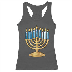 Funny 67 Hanukkah Racerback Tank Top Chanukah Menorah Sixth Seventh Night TS11 Dark Heather Print Your Wear