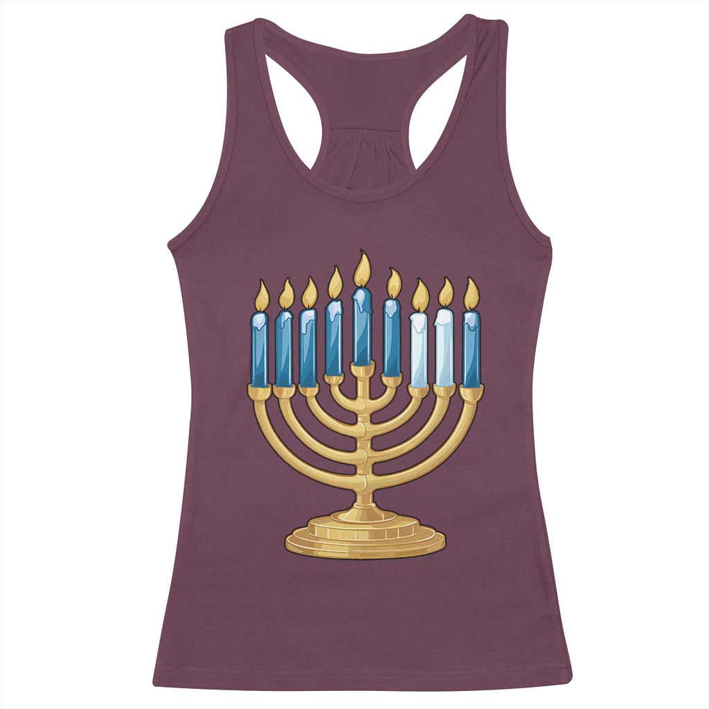 Funny 67 Hanukkah Racerback Tank Top Chanukah Menorah Sixth Seventh Night TS11 Maroon Print Your Wear