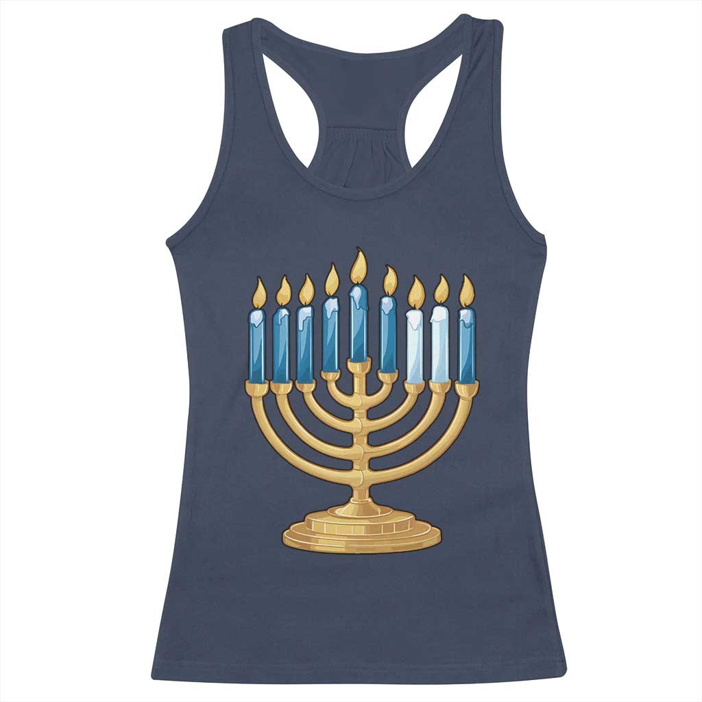 Funny 67 Hanukkah Racerback Tank Top Chanukah Menorah Sixth Seventh Night TS11 Navy Print Your Wear