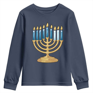 Funny 67 Hanukkah Youth Sweatshirt Chanukah Menorah Sixth Seventh Night TS11 Navy Print Your Wear