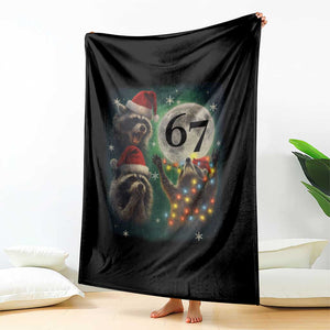 Funny Christmas Three Raccoons 67 Throw Blanket Trash Panda Moon Howling Six Seven Meme TS11 Print Your Wear