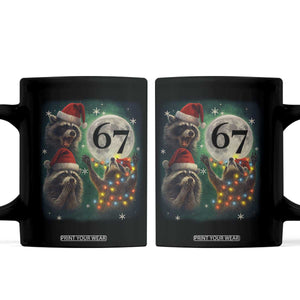 Funny Christmas Three Raccoons 67 Coffee Mug Trash Panda Moon Howling Six Seven Meme TS11 Black Print Your Wear