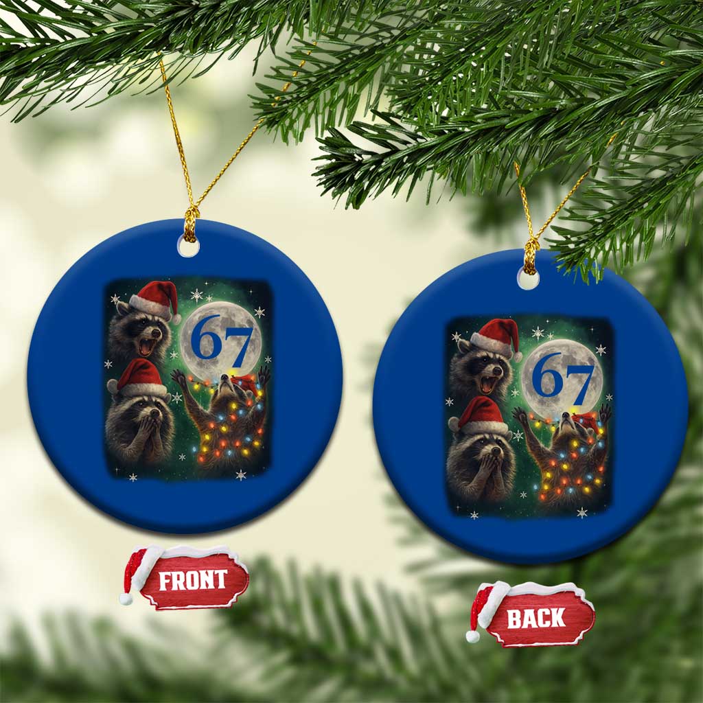 Funny Christmas Three Raccoons 67 Ceramic Ornament Trash Panda Moon Howling Six Seven Meme TS11 1pc Blue Print Your Wear