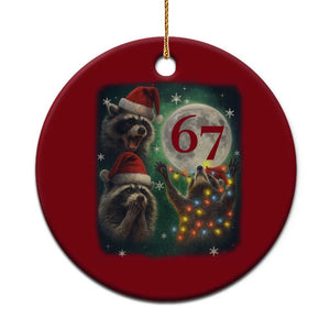 Funny Christmas Three Raccoons 67 Ceramic Ornament Trash Panda Moon Howling Six Seven Meme TS11 1pc Red Print Your Wear
