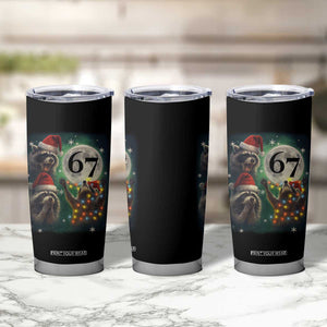 Funny Christmas Three Raccoons 67 Tumbler Cup Trash Panda Moon Howling Six Seven Meme TS11 Print Your Wear