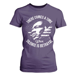 MLK Day There Comes A Time When Silence Is Betrayal T Shirt For Women Martin Luther King Vintage American Flag Black History Month TS11 Purple Print Your Wear