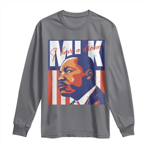 MLK Day I Have A Dream Long Sleeve Shirt Martin Luther King Vintage American Flag Black History Month TS11 Charcoal Print Your Wear