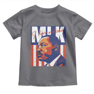 MLK Day I Have A Dream Toddler T Shirt Martin Luther King Vintage American Flag Black History Month TS11 Charcoal Print Your Wear