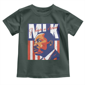 MLK Day I Have A Dream Toddler T Shirt Martin Luther King Vintage American Flag Black History Month TS11 Dark Forest Green Print Your Wear