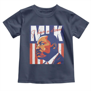 MLK Day I Have A Dream Toddler T Shirt Martin Luther King Vintage American Flag Black History Month TS11 Navy Print Your Wear